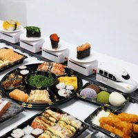 Sushi Train Toys Rotating Battery Operated Train Set Toddler Train Set for Party Sushi Display Table Swing Plate Montessori Toys