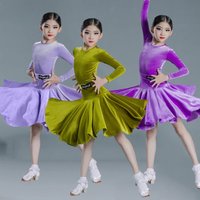 Latin Dance Outfit for Women and Children's New Spring and Autumn Long Sleeved Split Competition Performance Suit Practice Suit