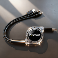 Retractable Car Charger 3 in 1 QC3.0 Fast Charging USB C Cable For Smart EQ Fortwo Forfour 453 451 452 450 454 Roadster Wiper