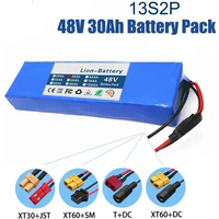 48V 30Ah 18650 Lithium-Batteriepack 13S2P 1000W Hochleistungsbatterie 54,6V 30000mAh BMS + Sicherung