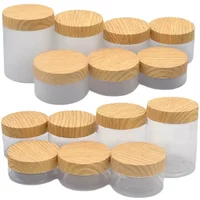 12Pcs 50-250g Empty Storage Jar With Imitation Wood Lid Face Cream Containers Cosmetic Refillable Bottle Kitchen Food Jars