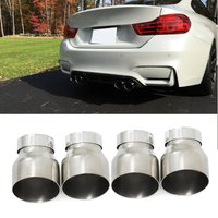 4PCS 70mm In 95mm Out Stainless Steel Exhaust Muffler Tips Slant Cut Tailpipe For BMW M2 F87 M3 F80 M4 F82 F83