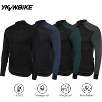 YKYWBIKE Men's Cycling Jacket Waterproof Windproof Road Bike Tops Cycling Clothing Winter 0°C Thermal Fleece MTB Bicycle Jersey