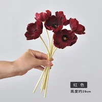 12Pcs Artificial Flowers PU Poppies Marriage Decor Bride Holding Bouquet Wedding Decoration Fake Flowers Poppy Home Party Floral