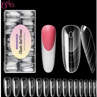 BNG 150Pcs French Dual Nail Forms Poly Extension Gel Forms Full Cover Oval Nail Tip Builder Molds for Mancure 15 Sizes