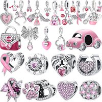 2026 Hot Selling 925 Silver Pink Girl Series Pendant Suitable For European Bracelets DIY Accessories Women's Charm Jewelry Gift