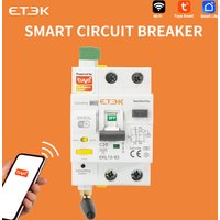 ETEK Tuya WlFl Smart Circuit Breaker RCBO Smart Life Remote Control Short Circuit Protection Timed 2P Without Metering EKR3L