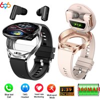 2 In 1 TWS Headset Smart Watch 1.39" Men Women Sport Fitness Heart Rate Health Watches Earphone Noise Reduction Music Smartwatch