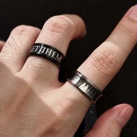LET THEM Stainless Steel Ring For Men Women Punk Gothic Edgy Jewelry Bold Statement Unisex Creative Accessories Trendy Cool Gift