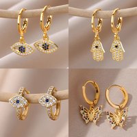 New in Zircon Evil Eye Earrings For Women Gold Color Stainelss Steel Earring Wedding Aesthetic Vintage Jewelry Gift brincos