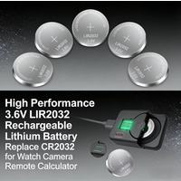 3.6V LIR2032 Rechargeable Lithium Battery Replace CR2032 Coin Cell for Watch Camera Remote Calculator
