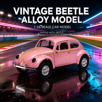 1:36 Scale Retro Solid-Color Beetle Die-Cast Model, Pull-Back & Opening Doors, Professional Vehicle Model Collectible Gift