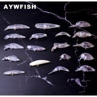 AYWFISH Small Bass Fishing Lure Set Unpainted Mini Crankbait Minnow Pencil Popper Hard Plastic Body Wobblers Bait Blank For DIY