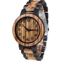 Retro Full Wood Watch for Men Precise Analog Quartz Timepiece Natural Wood Fancy Paper Gift Box