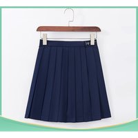 Preppy Style Black Pleated Skirt Medium Long Navy Blue JK Uniform Japanese College Style