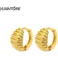 925 Sterling Silver Needle Trendy 24K Gold Color Small Large Circle Hoop Earrings for Women Punk Hip Hop Jewelry Accessories