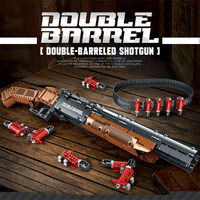 Double Barreled Building Blocks Model Gun Kit Simulation Shooting DIY Gun Bricks Toys for Adults Birthday Gifts