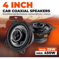 4 Inch Coaxial Car Speaker 450W Max 25W RMS Full Range Stereo Speaker 4Ω 91dB 12V-36V Universal for Car Truck Bus RV Subwoofer