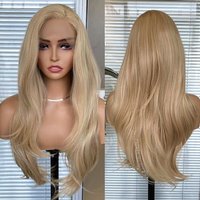 AIMEYA Mix Blonde Lace Front Wig Long Natural Wave Synthetic Hair 13x4 Glueless Daily Wear Cospaly Wigs Natural Hairline