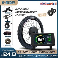 AliExpress MTX Rim Electric Bike Conversion Kit 48V-72V High Power 1000W/1500W/3000W Brushless Gearless Rear Hub Motor Wheel With 2.4 Tire