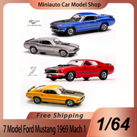 New In Stock 7 Model 1:64 Ford Mustang 1969 Mach 1 Sports Car Alloy Miniature Diecasting Model Mustang Car Model Toys Kids Gift