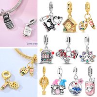Charms Original 925 Sterling Silver Perfume Bottle Palette People Life Beaded Pendant Fit Bracelet Necklace DIY Jewelry Making