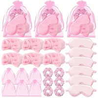 6 Sets Spa Party Supplies Sets of Headbands, Eye Masks, Hair Scrunchines, Organza Bags for Birthday Event Sleepover Party Gifts