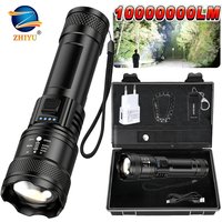 Super Bright Flashlight USB Rechargeable LED Long Range Tactical Torch Outdoor Waterproof Emergency Camping Fishing Lantern
