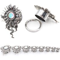 Alisouy 1PC Stainless Steel Sun Coiled Snake Threaded Ear Tunnel Plugs Expander Stretcher Gauge Earrings Piercing Body Jewelry