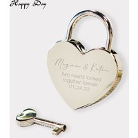 Personalised Love Padlock Engraved Travel Bridge Heart Padlock with Key Wedding Engagement Anniversary Gift