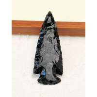 1pc Natural Crystal Obsidian Arrowhead Carving Ornament Crystal Raw Stone DIY Handmade Craft