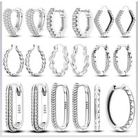 New Women's Earrings 925 Sterling Silver Shiny Zircon Star Moon Earrings Luxury Party Jewelry Gift Birthday Anniversary