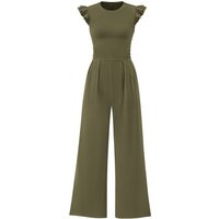 Spring/Summer 2026 New Collection Women's Round Neck Sleeveless Ruffled Trim Fitted Waist and Leg-Sculpting Jumpsuit