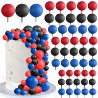 60pcs Red Blue Black Balls Cake Toppers 2-4cm Foam Balls Cake Decorations for Spider Birthday Graduation Party Cake Decor Favor