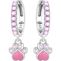 CYCUFF 925 Sterling Silver Pink Paw Print Drop Earrings Women Earrings Charm Fashion Versatile Party Jewelry Gifts