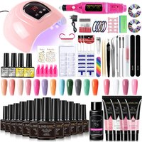 Limegirl Nail Set Nail Gel Tools Kit 54W Nail Lamp 18/12/7 Colors UV Gel Nail Polish Kit Contains Nail Drill Machine Nail Kit