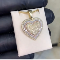 Wholesale Two Tone Color Heart Pendant Necklace Iced Out Shiny Cubic Zirconia Hip Hop Jewelry for Girls Women Man Boy Gift