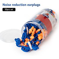 50 Pair Reusable Silicone Ear Plugs with Cord Individually Wrapped Hearing Protection Noise Cancelling Earplugs for Work Sleep