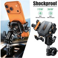AliExpress VIKEFON Shockproof Motorcycle Phone Holder 15W Wireless Charger & 36W USB C Fast Charging Motorbike Bicycle Bike Scooter Phone Stand