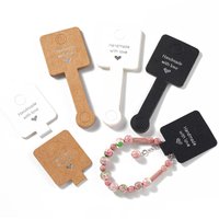 50pcs 10x4cm Half-fold Cards Self-adhesive Price Tag Jewelry Packing Accessories Bracelet Ring Holder Handmade with Love Sticker