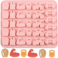 AliExpress VERIDIAN 31 Cavity Gym Themed Silicone Candy Molds Dumbbell Kettlebell Bicycle Chocolate Mold for Candy Chocolate Cupcake Topper Decor