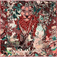 90cm Jungle Lion 100% Twill Silk Square Scarf Women Shawl Brand Hijab Scarf Design Bandana Hand Rolled Hem Foulard Head Scarves