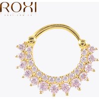 ROXI 925 Sterling Silver Crystals Earrings Hoops For Women Round Nose Ring Puncture Cartilage Ear Nail Earring Fine Jewelry Gift
