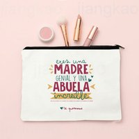 Best Grandmother in The World Printed Makeup Bag Travel Neceser Toiletry Storage Bag Female Canvas Cosmetic Bags Gift for Abuela
