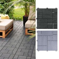 10 PCs Decking Tile 30x30cm Cosmopolitan Patio, Terrace, Grey Hot Tub Deck Tiles, Interlocking Decking Tiles, Recycled Tyre, Co