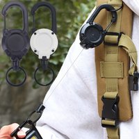 Strong Steel Wire Rope Retractable Keychain Heavy Duty Pull Reel Carabiner Anti-Lost Rebound Buckle Outdoor Sporty Key Chain