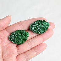 2pc Natural Jade Dry Cyan Double Sided Hollow Carving Accessories DIY Earrings Fashion Real Jewelry Charm Amulet Luxury Gifts