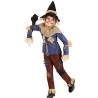 Kids Wizard of Oz Patchwork Scarecrow Costume Boys Girls Halloween Cosplay Fancy Dress