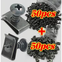 Metal U-Type Auto Fastener Clip Self-tapping Screw Clips Car Motorcycle Scooter Anti-rust Buckle Fastener Screw Base Accessories