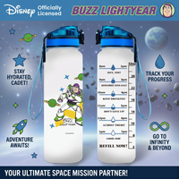 1pc 32oz Disney Toy Story Buzz Lightyear Water Bottle Leakproof with Time Marker Motivational Design for Outdoor Sports Reusable